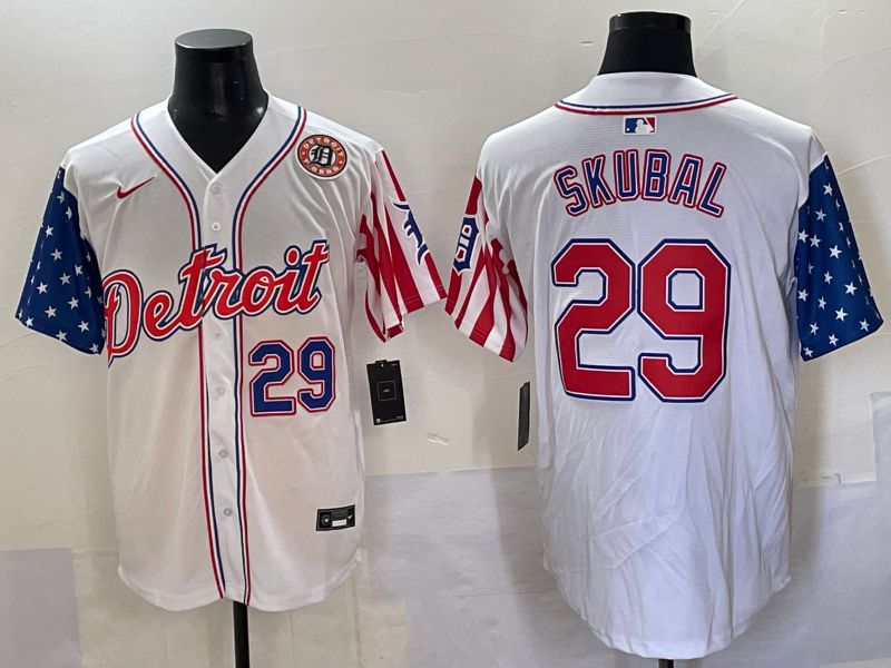Men Detroit Tigers #29 Skubal White a generation of national flags Jointly Name 2025 Nike MLB Jersey style 3->detroit tigers->MLB Jersey